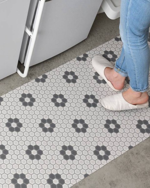 Floor Mat - Honeycomb Mosaic (Charcoal Gray)