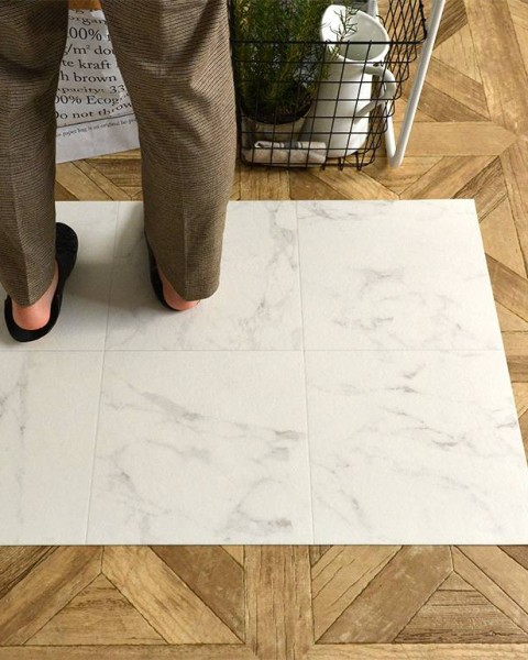 Floor Mat - White Marble