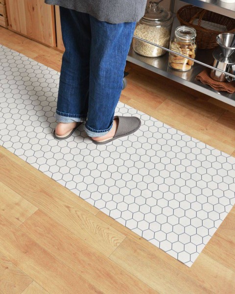 Floor Mat - Stylish Honeycomb White