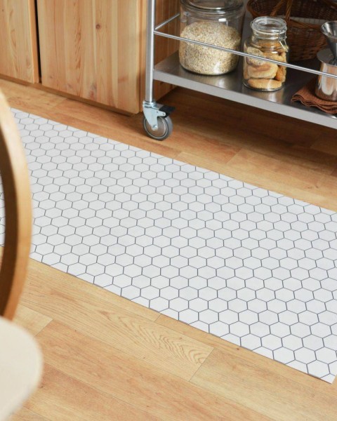 Floor Mat - Stylish Honeycomb White