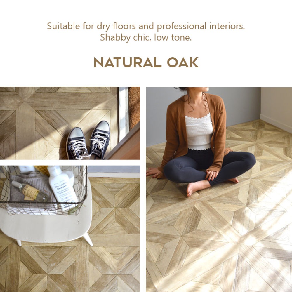 HONPO Original Design - Parquet Cushion Floor Sheet-Natural Oak