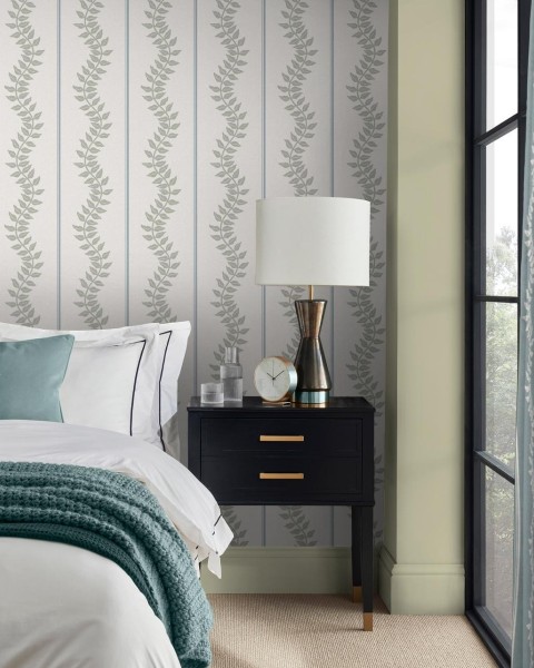 Graham & Brown | Laurel Leaf Stripe Wallpaper 