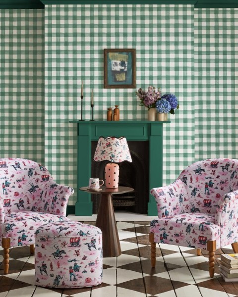 Graham & Brown | Painted Gingham Wallpaper