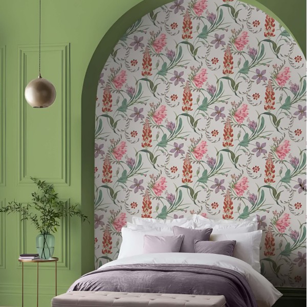 Graham & Brown | Botanist's Scroll Pink Wallpaper | 130296