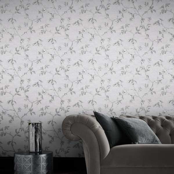 Graham & Brown | Twining Silver Wallpaper | 105671
