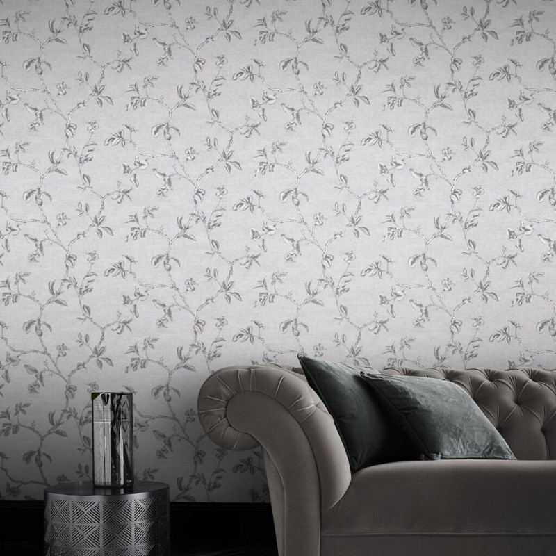 Graham & Brown | Twining Silver Wallpaper | 105671