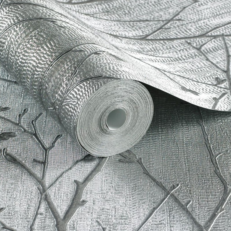 Graham & Brown | Water Silk Sprig Silver | 104754