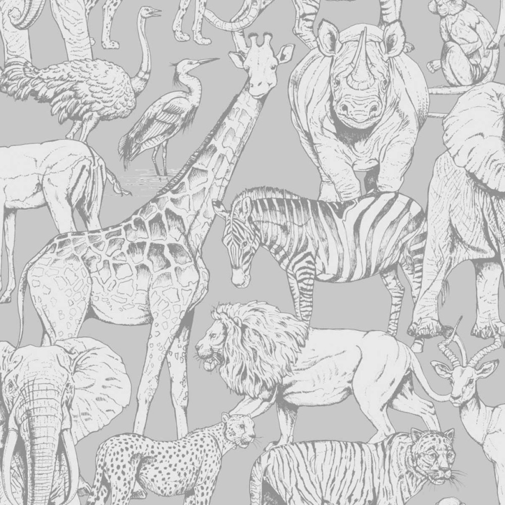 Graham & Brown / INDIVIDUAL / Jungle Animals Grey 108567