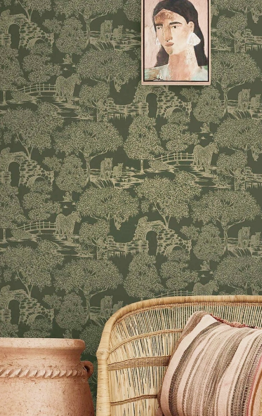 Green dualtone pattern wallpaper