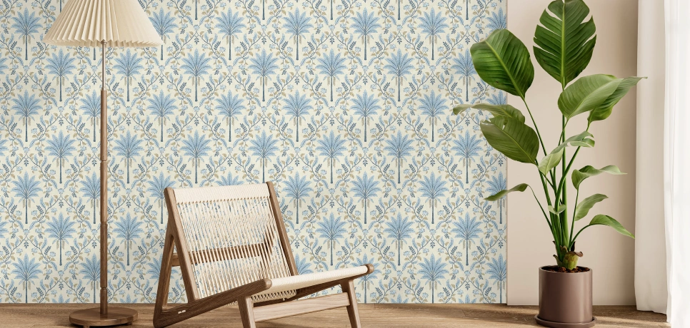 Blue Palm wallpaper pattern
