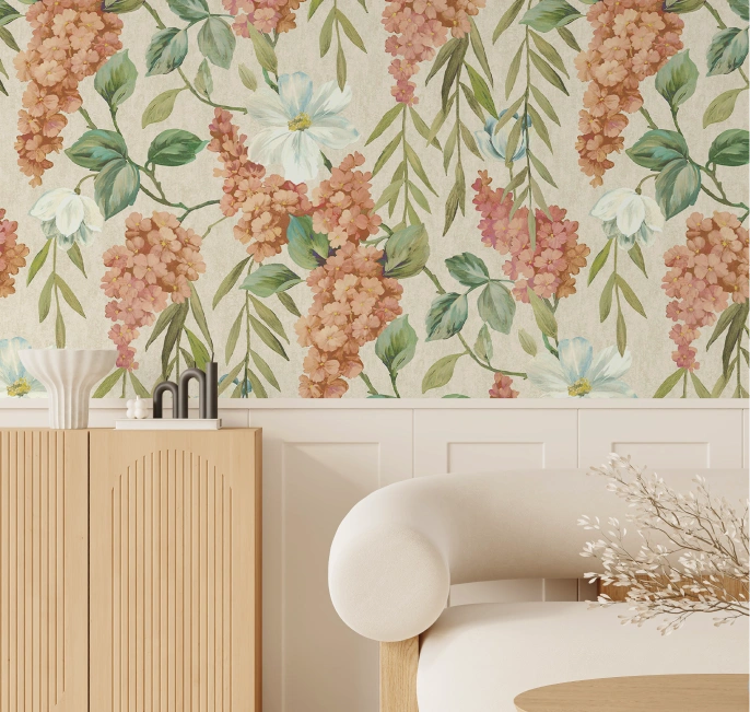 Floral botanical peach color