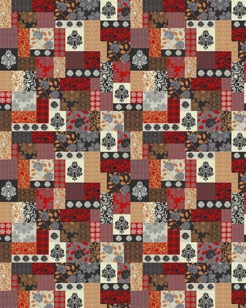 Honpo IM | India Fusion | Crimson Damask Patchwork