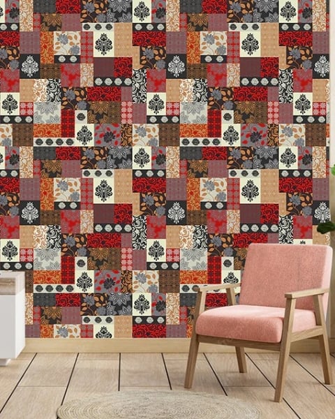 Honpo IM | India Fusion | Crimson Damask Patchwork