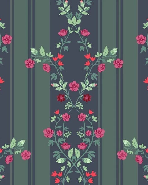 Honpo IM | India Fusion | Midnight Floral Stripe