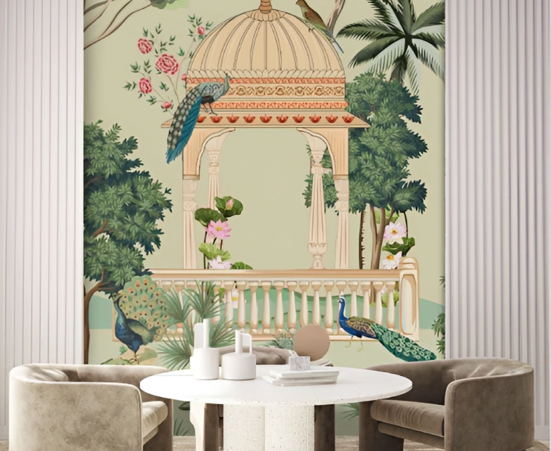 Stunning Living room with india wallpaper