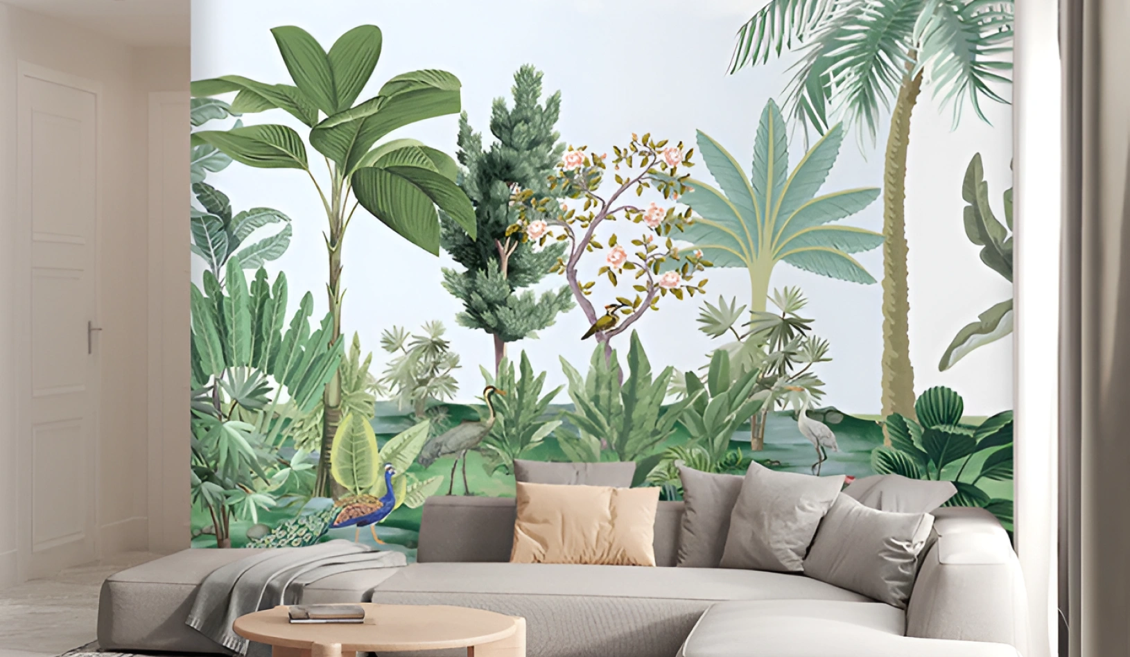 Tropical green wallpaper india motif