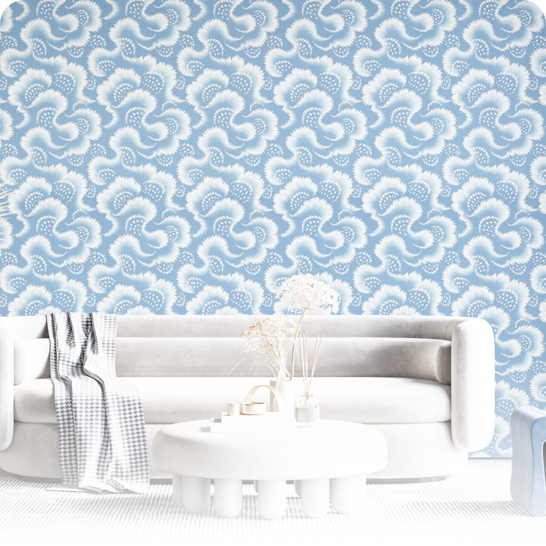 Blue Floral Abstract Harlequin Wallpaper