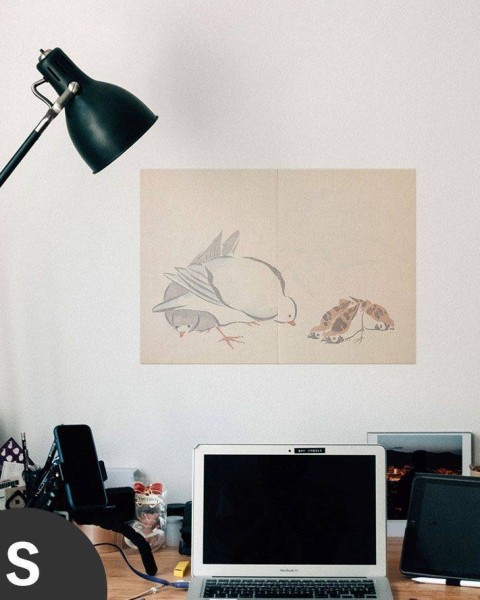 Hattan Art Poster Korin Art Poster Dove and Sparrow / HP-00143