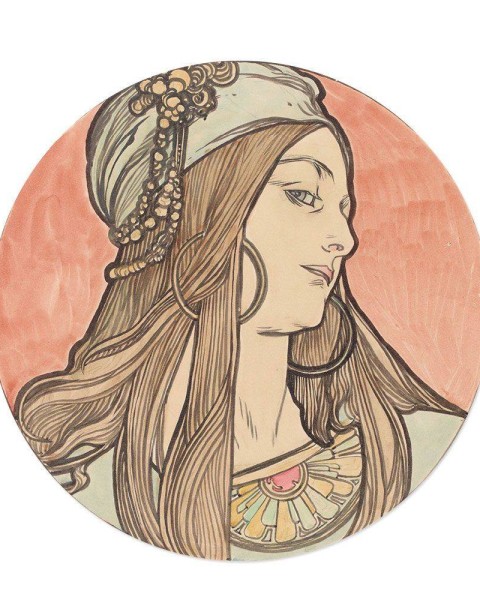Hattan Art Poster Mucha Vitrail pour la façade / HP-00184