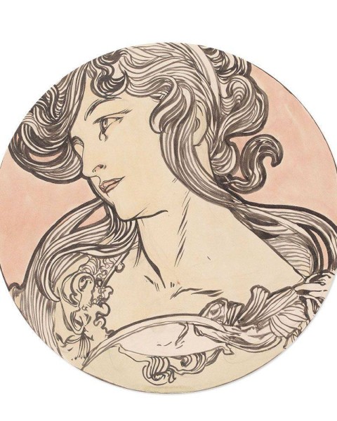 Hattan Art Poster Mucha Vitrail pour la façade / HP-00187