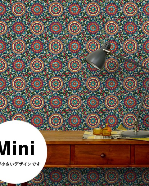 [Hatte Me] REMOVABLE AND REUSABLE WALLPAPER REMAKE SHEET-BOHO PATTERN (65cm x 3m) / BOHO-A1m Blue mini