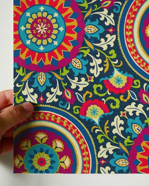 [Hatte Me] REMOVABLE AND REUSABLE WALLPAPER REMAKE SHEET-BOHO PATTERN (65cm x 3m) / BOHO-A1m Blue mini