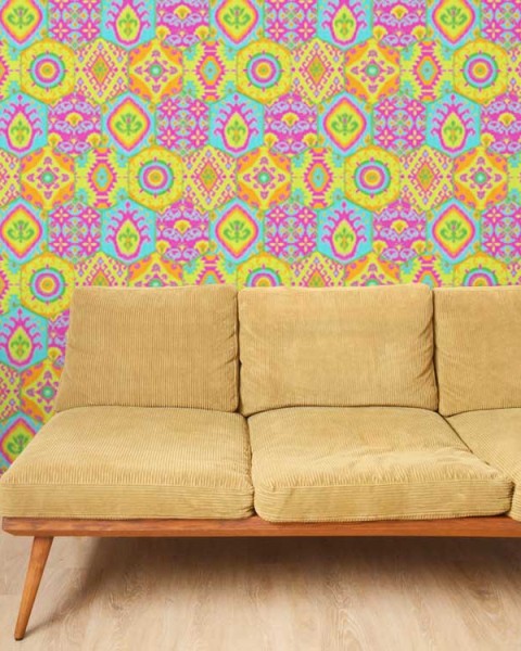 [Hatte Me] REMOVABLE AND REUSABLE WALLPAPER REMAKE SHEET-BOHO PATTERN (65cm x 3m) BOHO-B1 Green Pink