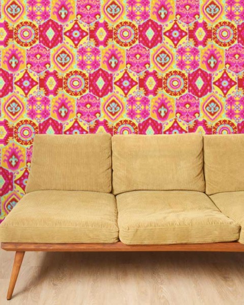 [Hatte Me] REMOVABLE AND REUSABLE WALLPAPER REMAKE SHEET-BOHO PATTERN (65cm x 3m) / BOHO-B2 Pink