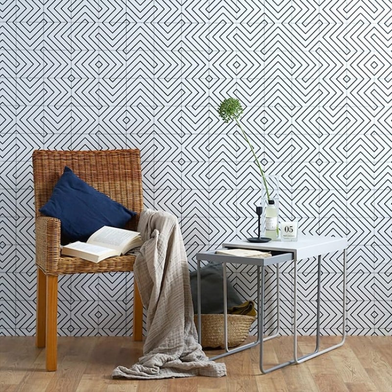 [Hatte Me] REMOVABLE AND REUSABLE WALLPAPER REMAKE SHEET-MONOCHROME TILE PATTERN (65cm x 3m) / MNCT-01