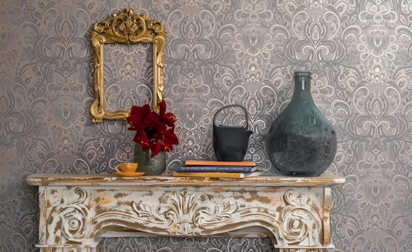Elegant Dining Room with wallpaper of adonea