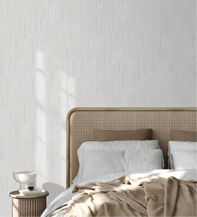 Minimalist line grey wallpaper for bedroom area