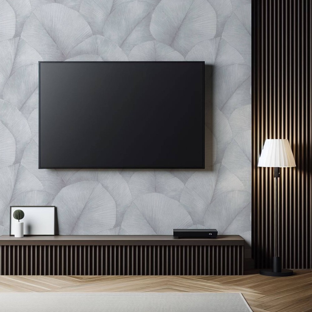 Dark fluted panel with wallpaper, Honpo feature wall package