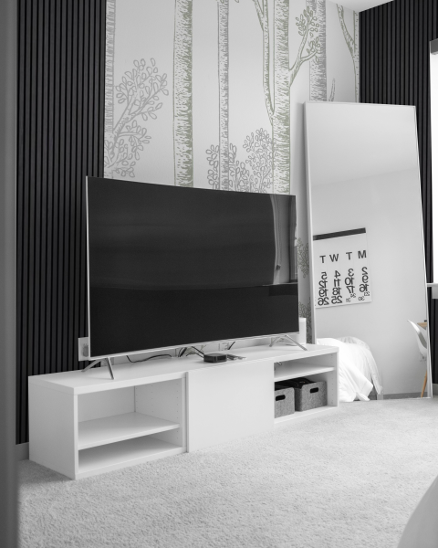 Dark fluted panel with wallpaper, Honpo feature wall package