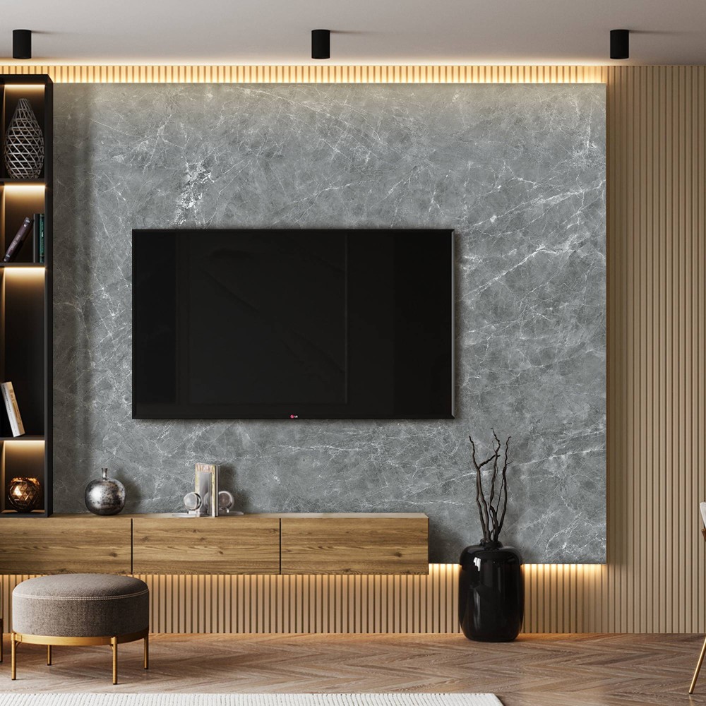 Light fluted panel with wallpaper, Honpo feature wall package
