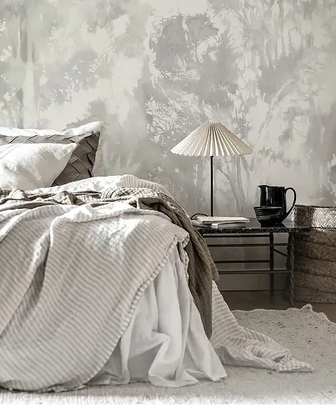 soft black and white wallpaper bedroom
