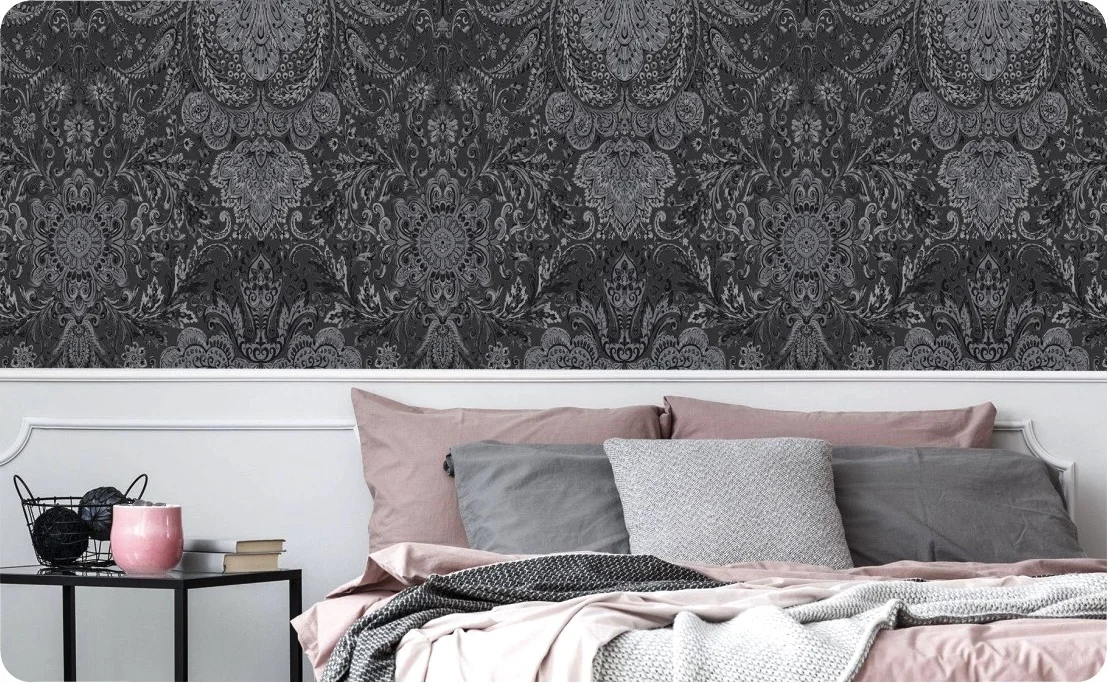 damask black wallpaper