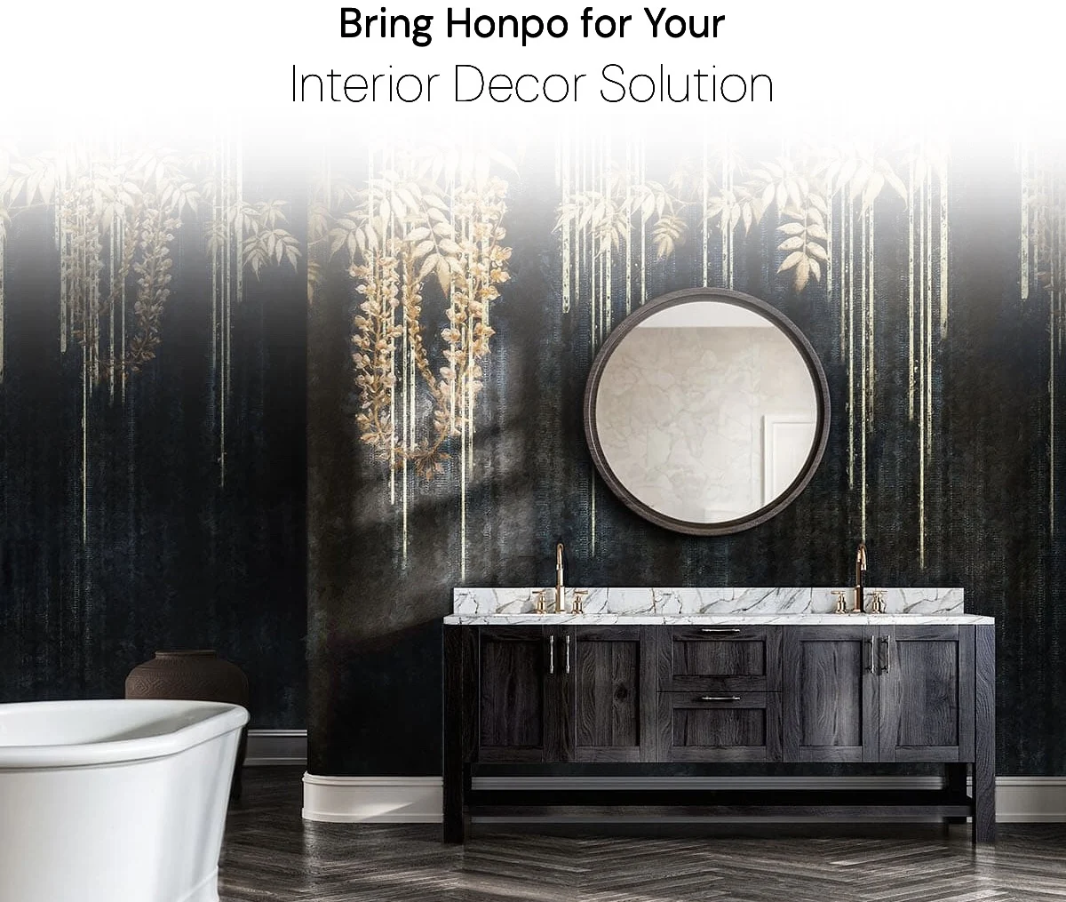 black wallpaper in bathroom