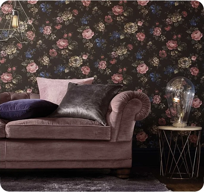 dusty rose black wallpaper