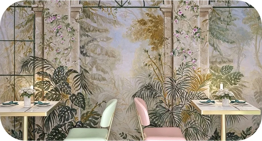artistic colonial mural wallpaper