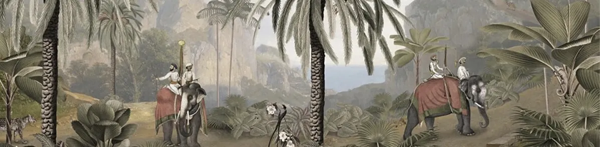 colonial elephant wallpaper