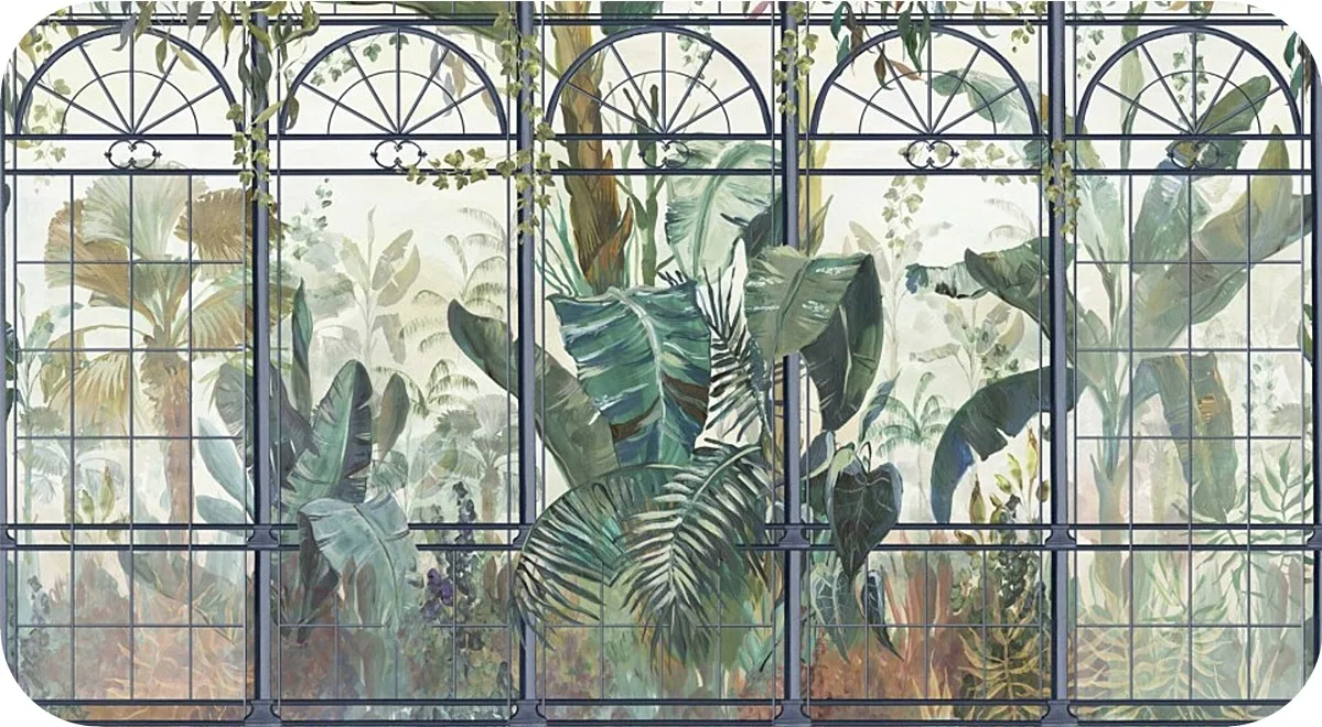 tropical garden mural