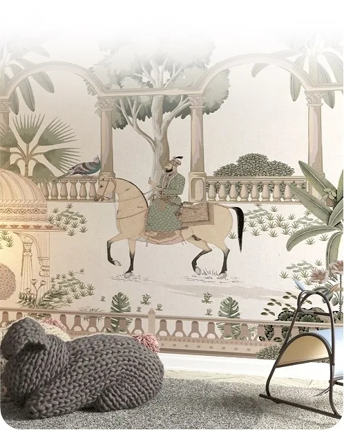 colonial vintage elephant wallpaper