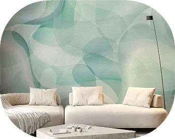 blue abstract mural