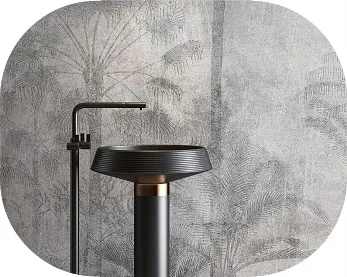 gray tropical bathroom mural
