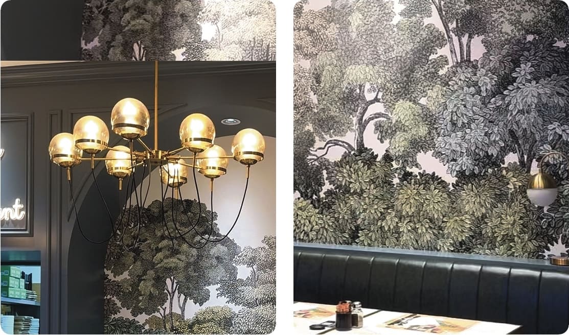 mural interior in bakery cafe