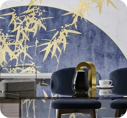Office blue bamboo mural