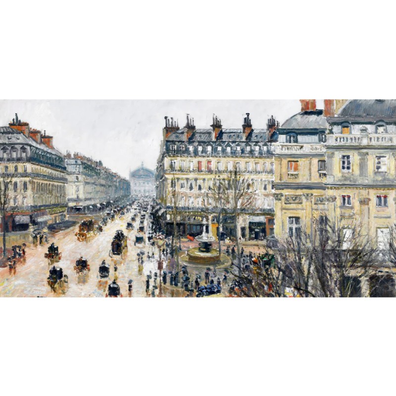 Honpo wp | French Theater Square, Paris – by Camille Pissarro (1898) Vintage Art Wallpaper