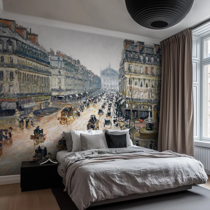 Honpo wp | French Theater Square, Paris – by Camille Pissarro (1898) Vintage Art Wallpaper