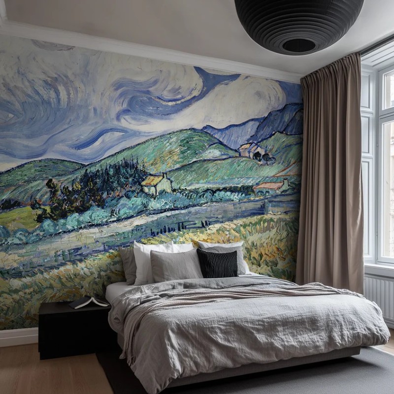 Honpo wp | Mountain Landscape Behind the Saint-Paul Hospital – Vincent van Gogh (1889)