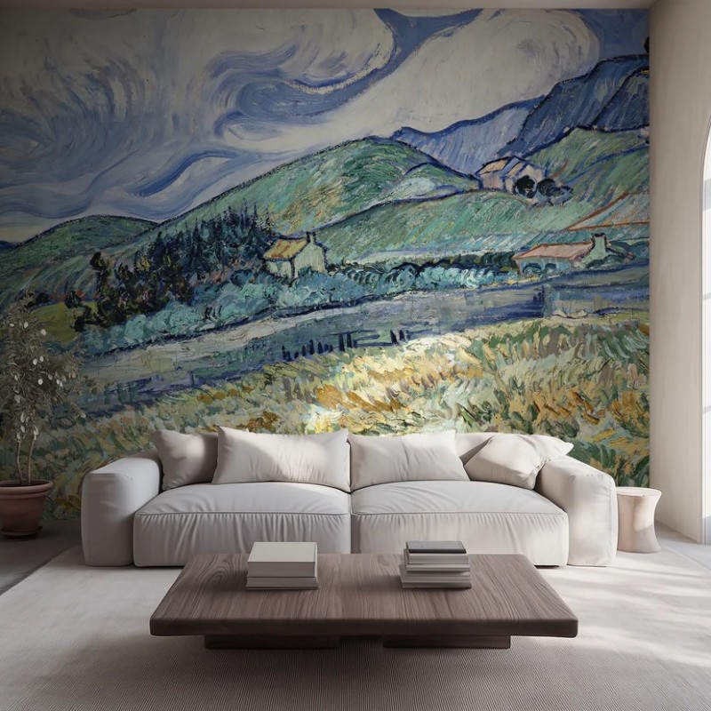 Honpo wp | Mountain Landscape Behind the Saint-Paul Hospital – Vincent van Gogh (1889)